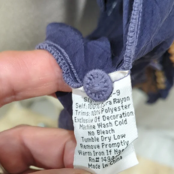 Johnny Was Embroidered Navy and Gold Open Front Jacket - Picture 10 of 13